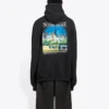 Balenciaga Landscape Loose Hoodie voor heren, zwart 641679TJVH91000