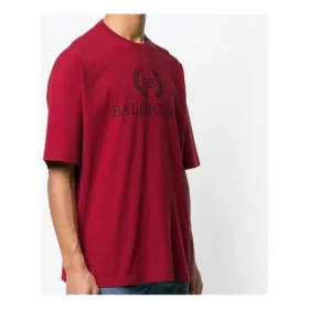 Balenciaga-logo heren T-shirt met ronde hals en korte mouwen, rood 556148TDV516064