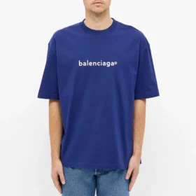 Balenciaga-logo met letters, heren, korte mouwen, blauw 612966TIV541195