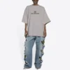 Balenciaga Mosaic Logo BB Alphabet T-shirt met losse pasvorm, distressed look en korte mouwen, grijs, heren 651795TKVF58174
