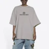 Balenciaga Mosaic Logo BB Alphabet T-shirt met losse pasvorm, distressed look en korte mouwen, grijs, heren 651795TKVF58174