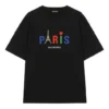 Balenciaga Paris Love T-shirt voor heren met print, normale pasvorm, korte mouwen, zwart 594579TGV431000