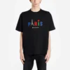 Balenciaga Paris Love T-shirt voor heren met print, normale pasvorm, korte mouwen, zwart 594579TGV431000