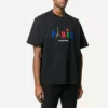 Balenciaga Paris Love T-shirt voor heren met print, normale pasvorm, korte mouwen, zwart 594579TGV431000