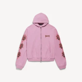 Balenciaga Sacra Cœur hoodie met rits voor dames, medium pasvorm, in oudroze