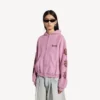 Balenciaga Sacra Cœur hoodie met rits voor dames, medium pasvorm, in oudroze