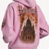 Balenciaga Sacra Cœur hoodie met rits voor dames, medium pasvorm, in oudroze