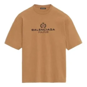 Balenciaga-shirt voor heren met alfabetprint, korte mouwen, crèmegele kleur 594579TGV609605