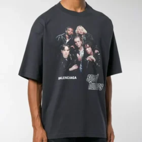 Balenciaga Speed Hunter-serie voor heren met logo-print, retro, losvallend, korte mouwen, zwart 541877TCV381055