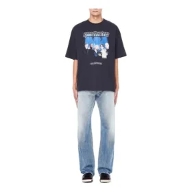 Balenciaga Speed Hunters voor heren, zwart met blauwe band, korte mouwen, grijs 541875TCV381055