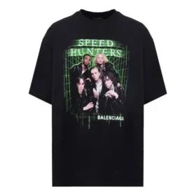 Balenciaga Speedhunters-band T-shirt met korte mouwen voor heren, zwart 556133TCV381000