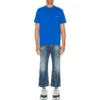 Balenciaga SS21 Alphabet Small Logo T-shirt met korte mouwen voor heren, blauw 556151TBV438077