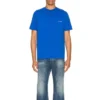 Balenciaga SS21 Alphabet Small Logo T-shirt met korte mouwen voor heren, blauw 556151TBV438077