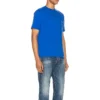 Balenciaga SS21 Alphabet Small Logo T-shirt met korte mouwen voor heren, blauw 556151TBV438077