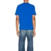 Balenciaga SS21 Alphabet Small Logo T-shirt met korte mouwen voor heren, blauw 556151TBV438077
