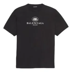 Balenciaga SS21 B-alfabetlogo-patroon met korte mouwen voor heren, zwart 570803TFV761000