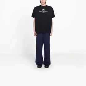 Balenciaga SS21 B-alfabetlogo-patroon met korte mouwen voor heren, zwart 570803TFV761000