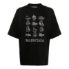Balenciaga SS21 casual T-shirt met print voor heren, groot, korte mouwen, zwart 641614TJV801070