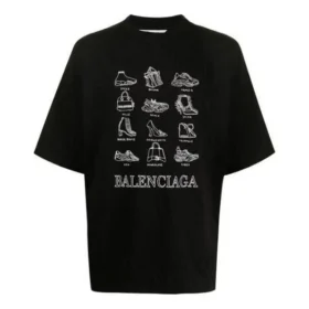 Balenciaga SS21 casual T-shirt met print voor heren, groot, korte mouwen, zwart 641614TJV801070