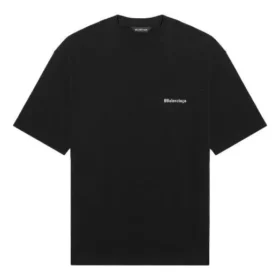 Balenciaga SS21 effen T-shirt met logo-opdruk voor heren, korte mouwen, zwart 612966TJV871070