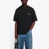 Balenciaga SS21 effen T-shirt met logo-opdruk voor heren, korte mouwen, zwart 612966TJV871070
