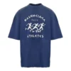 Balenciaga SS21 hardloopshirt voor heren met patroonprint en logo, losvallend, korte mouwen, blauw 641614TJVK64866