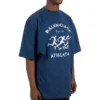 Balenciaga SS21 hardloopshirt voor heren met patroonprint en logo, losvallend, korte mouwen, blauw 641614TJVK64866