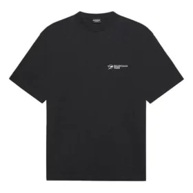 Balenciaga SS21 heren T-shirt met geborduurd logo, korte mouwen, zwart 641675TKV861070