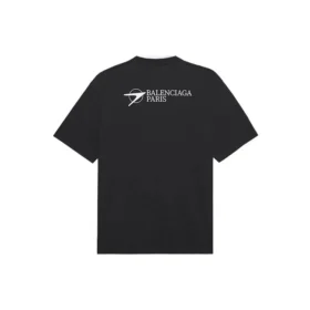 Balenciaga SS21 heren T-shirt met geborduurd logo, korte mouwen, zwart 641675TKV861070