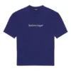 Balenciaga SS21 heren-T-shirt met logo-opdruk in de vorm van het alfabet, korte mouwen, blauw 612966TIV545400
