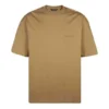 Balenciaga SS21 heren T-shirt met losse pasvorm, ronde hals, geborduurd alfabetlogo en korte mouwen, kaki 612966TJV879504