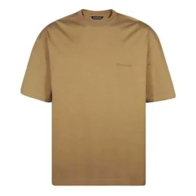 Balenciaga SS21 heren T-shirt met losse pasvorm, ronde hals, geborduurd alfabetlogo en korte mouwen, kaki 612966TJV879504