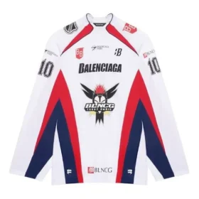 Balenciaga SS21 hockey-sportshirt met lange mouwen voor heren, wit, 657105TKV248090
