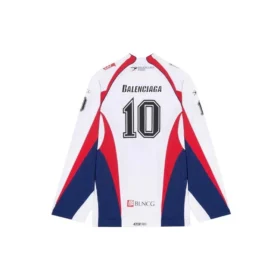 Balenciaga SS21 hockey-sportshirt met lange mouwen voor heren, wit, 657105TKV248090