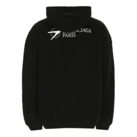 Balenciaga SS21 katoenen heren-hoodie met lange mouwen, groot, zwart 620973TKV871070