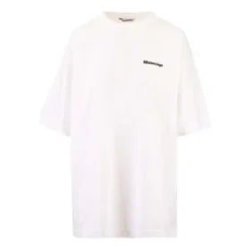 Balenciaga SS21 katoenen T-shirt met logo, ronde hals en korte mouwen voor heren, wit 641655TJV879040