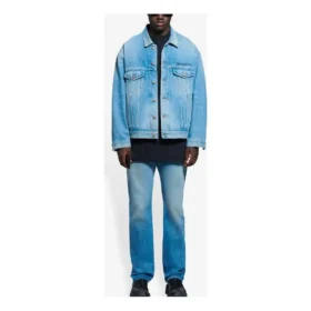 Balenciaga SS21 klassiek logo-Denim-jas voor heren, lichtblauw 657608TDW154307