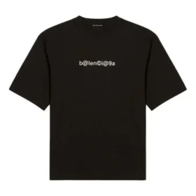 Balenciaga Symbolic T-shirt met ronde hals en alfabetprint, korte mouwen, zwart, heren 620969TIV501070