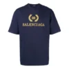 Balenciaga-T-shirt met logo, ronde hals en korte mouwen voor heren, marineblauw 535622TAV044128