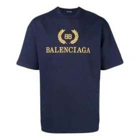 Balenciaga-T-shirt met logo, ronde hals en korte mouwen voor heren, marineblauw 535622TAV044128