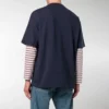 Balenciaga-T-shirt met logo, ronde hals en korte mouwen voor heren, marineblauw 535622TAV044128