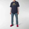 Balenciaga-T-shirt met logo, ronde hals en korte mouwen voor heren, marineblauw 535622TAV044128
