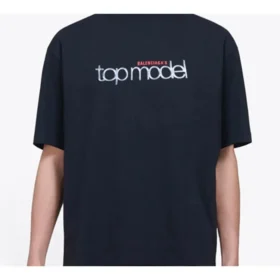 Balenciaga-top voor heren, retro-gebreid, slim fit, korte mouwen, zwart 612966TIV821000