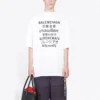 Balenciaga-trui met tekstprint, ronde hals en korte mouwen voor heren, wit 641614TJVI39040