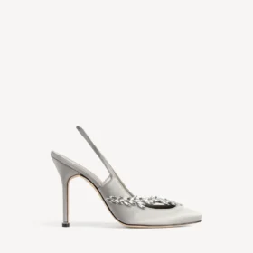 Balenciaga voor dames | Manolo Blahnik slingback in grijs plume
