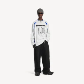 Balenciaga voor heren | NBA-samenwerking: oversized T-shirt met lange mouwen in wit/meerkleurig