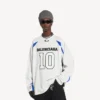 Balenciaga voor heren | NBA-samenwerking: oversized T-shirt met lange mouwen in wit/meerkleurig