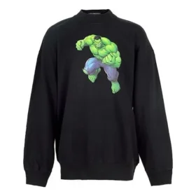 Balenciaga x Marvel katoenen sweatshirt met Hulk-print, boxy pasvorm en ronde hals “Zwart” 671125TLV581000