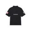 Balenciaga x NASA Crossover FW21 katoenen effen Poloshirt met ruimtevaartprint voor heren, zwart 662493TKVG11070