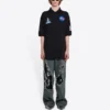 Balenciaga x NASA Crossover FW21 katoenen effen Poloshirt met ruimtevaartprint voor heren, zwart 662493TKVG11070